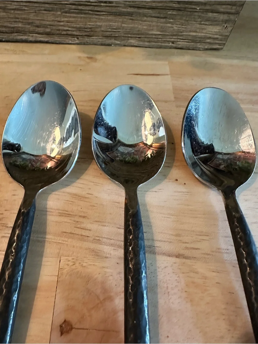 Gourmet Settings AVALON Stainless Hammered GS 18/10 Flatware 3 Large Spoons